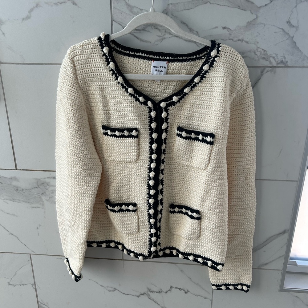 Hunter Bell Women's Russell Cream and Black Cardigan